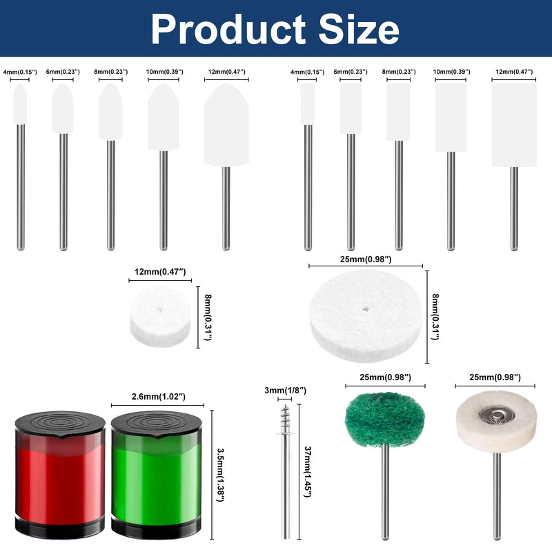 [Australia - AusPower] - 117PCS Dremel Polishing Kit, Polishing Wheel with 2 Polishing Compound，Dremel Polishing Bits for Resin,Jewelry,Metal,Watch 