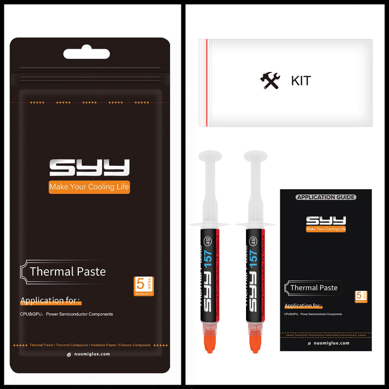 SYY Thermal Paste 8g with Toolkit for CPU, GPU, IC and Heatsink | Carbon based; high thermal conductivity; safe to use; long durability; non-conductive