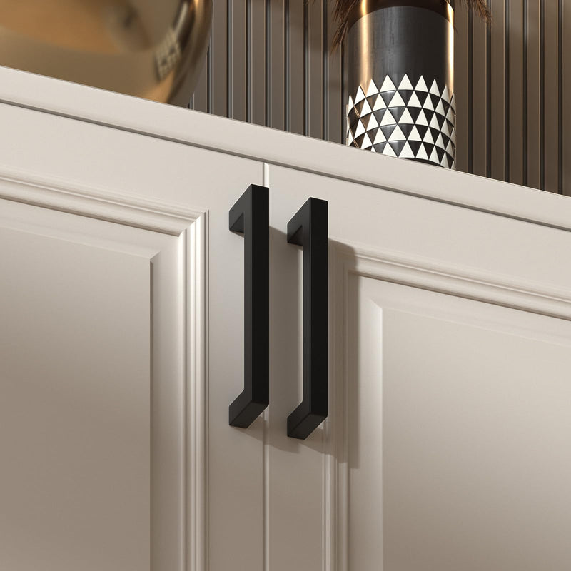Goldenwarm 10 Pack Black Cabinet Pulls 5in Drawer Pulls Modern Kitchen Cabinet Handles Black Dresser Stainless Steel Hardware 5in Hole Centers