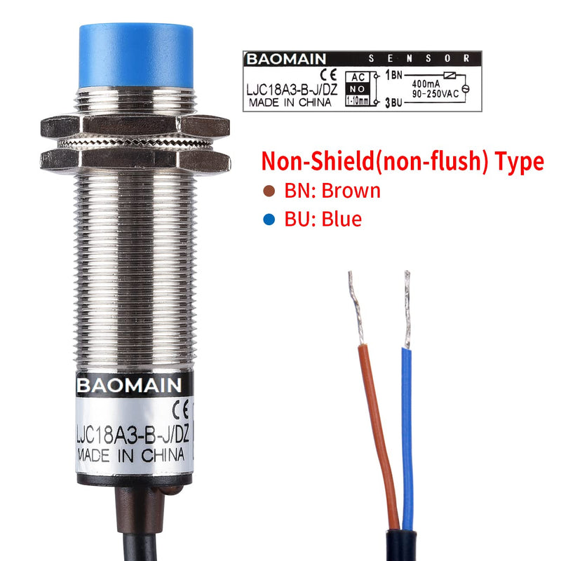[Australia - AusPower] - Baomain M18 Capacitance Proximity Sensor Switch LJC18A3-B-J/DZ NC AC 90-250V 200mA Detect 10mm 