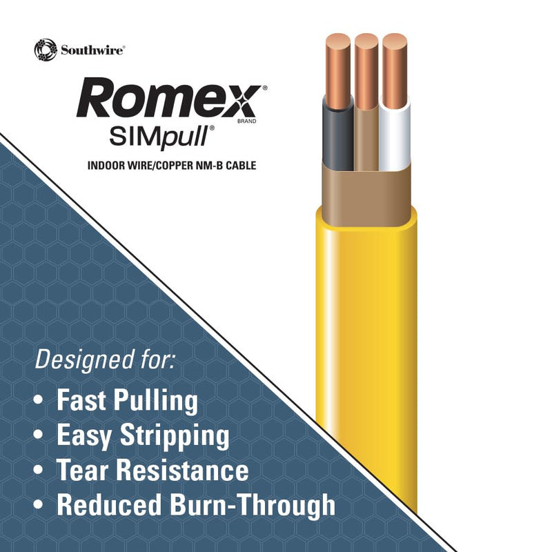 [Australia - AusPower] - Southwire Romex Brand Simpull Solid Indoor 12/2 W/G NMB Cable 15ft coil - SW# 28828226 