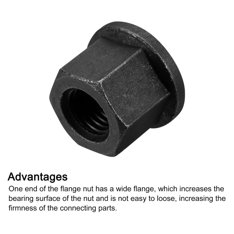 [Australia - AusPower] - uxcell M16 Flange Hex Nuts, 2pcs Grade 10.9 Carbon Steel Black Oxide Finished Hex Flange Nuts for Machinery 2 
