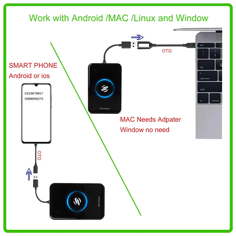 [Australia - AusPower] - RFID Reader - Metal Case ID IC Card Reader Long Range 125KHz/13.56Mhz Dual Frequency Reads TK4001 EM4100 NFC Card MFS50S70 and Other 14443A Protocol Tags 