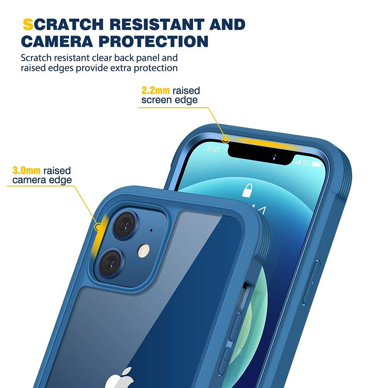 [Australia - AusPower] - Diaclara Designed for iPhone 12/12 Pro Case, Full Body Rugged Case with Built-in Touch Sensitive Anti-Scratch Screen Protector, Soft TPU Bumper Case for iPhone 12/12 Pro 6.1" (Blue and Clear) iPhone 12 & iPhone 12 Pro 6.1" Blue and Clear 