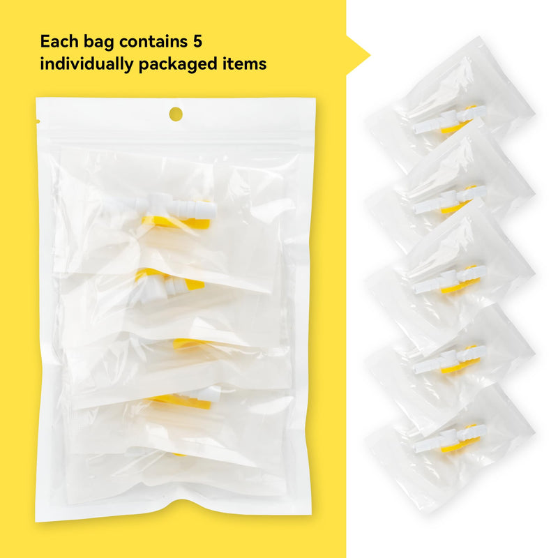 [Australia - AusPower] - Comfort Flow Catheter Valves - Sterile, Easy to Use Lever Tap, Smooth Edges, and Tubing for Optimal Urine Drainage Comfort (5 Pack) - Essential Catheter Supplies 