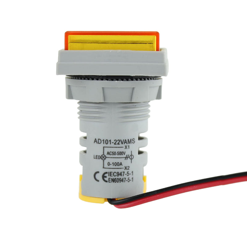 [Australia - AusPower] - LED Voltage Display Panel Mount Volt Amp Meter, AD101-22VAMS 22mm Square Voltmeter and Ammeter, AC50-500V Voltage and 0-100A Current Meter, Yellow (3 Pack) 3 Pack 