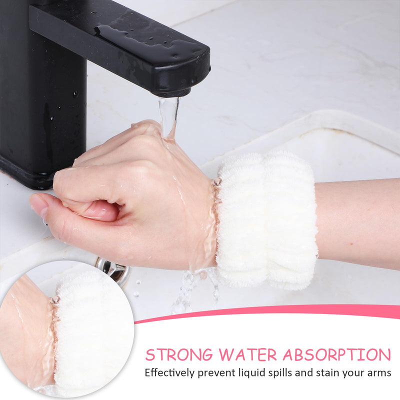 [Australia - AusPower] - Chuangdi 4 Pairs Wrist Bands for Washing Face Wrist Spa Microfiber Wash Towel Band Scrunchies Absorbent Wristbands Sweatband for Women Prevent Liquid from Spilling Khaki, Beige 