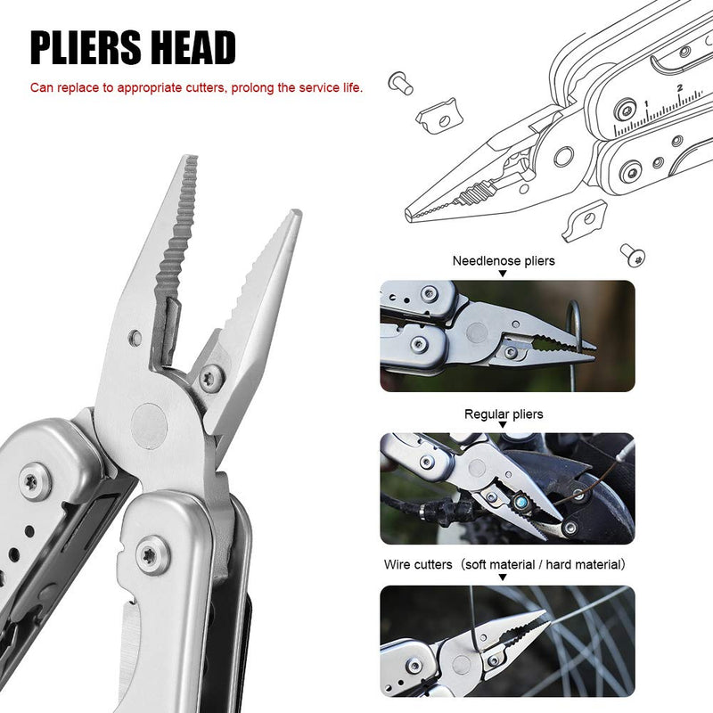 ROXON S803E Elite Flash Multitool with 20 functions including strong pliers, Flint Rod, full-size lockable blades for Outdoor Essential Survival Tool (D2 Blade) D2 Blade