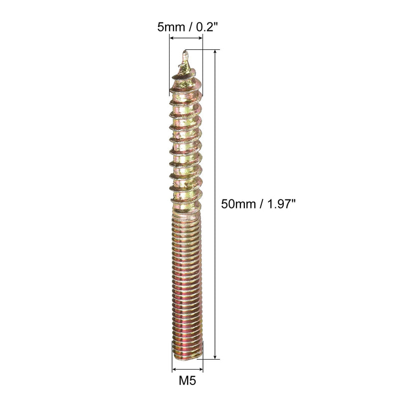 [Australia - AusPower] - uxcell M5x50mm Hanger Bolts, 12pcs Double Ended Thread Dowel Screws for Wood Furniture Connecting 