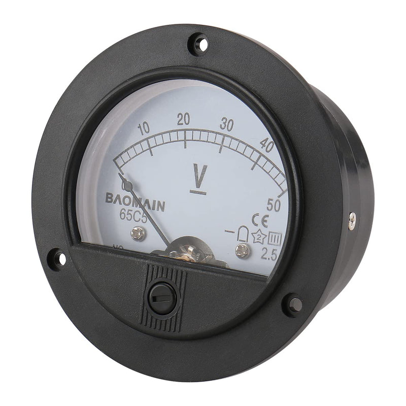 [Australia - AusPower] - Baomain DC 50V Round Voltmeter Voltage Meter 65C5 Gauge Analog Panel Class 2.5 CE 