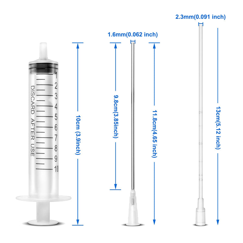[Australia - AusPower] - 6 Pack-10ml Ink Syringe with 16 Ga Blunt Needle Tip and Soft Plastic Tube Suitable for Glue Application,Liquid Dispensing and Measuring, Pet Food Feeding,Refilling Ink Cartridges,CISS or Flux pen 10ML/6PACKS 