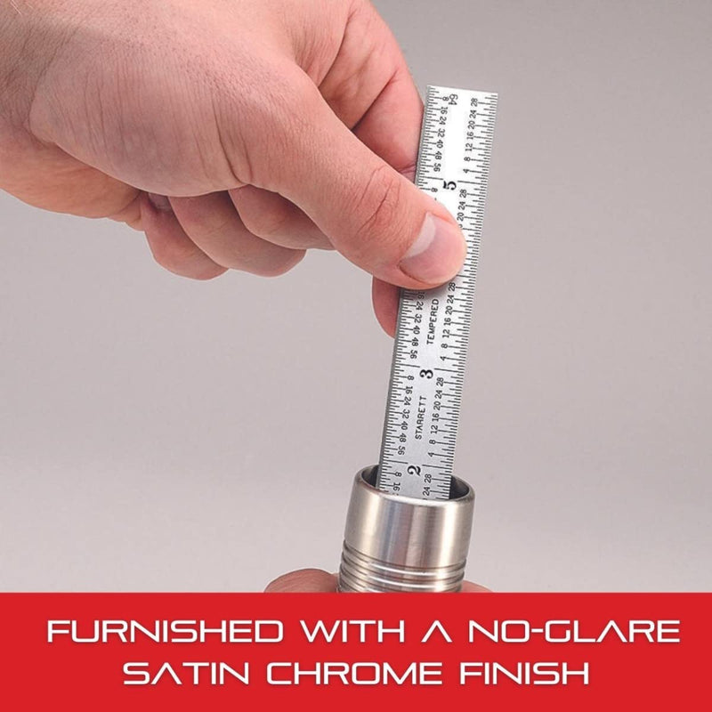 Starrett Full Flexible Steel Rule with Satin Chrome Finish, Quick Reading, and Inch Graduation - 10 Graduation, 6" Length, 1/64" Thickness - C310K-6