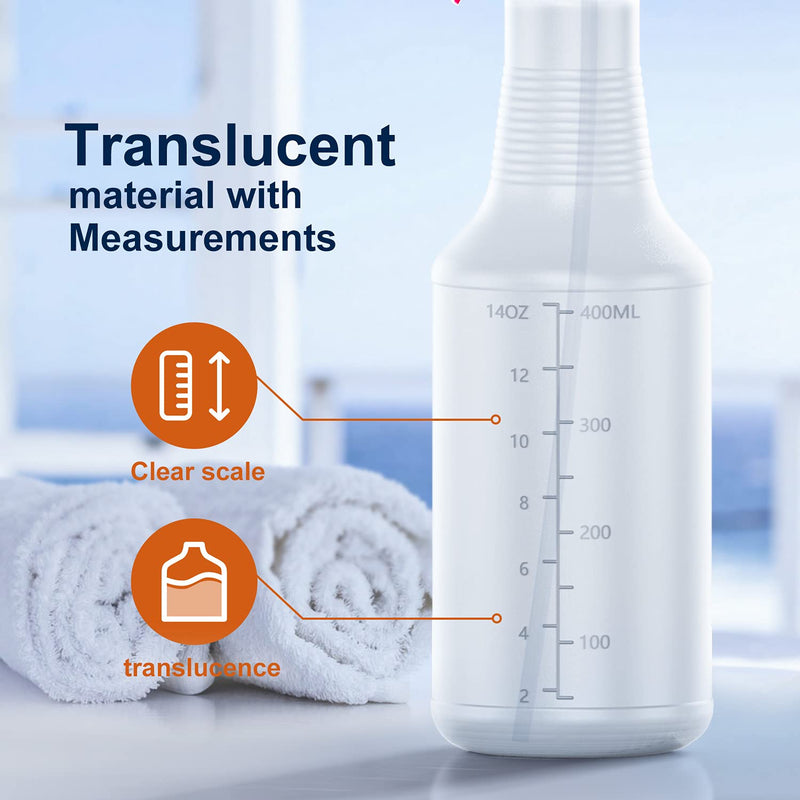 [Australia - AusPower] - Veco Spray Bottle (5 Pack,16 Oz) with Measurements and Adjustable Nozzle(Mist & Stream Mode), HDPE Plastic Spray Bottles for Cleaning Solution, Household/Commercial/Industrial Use, No Leak and Clog 16 oz 