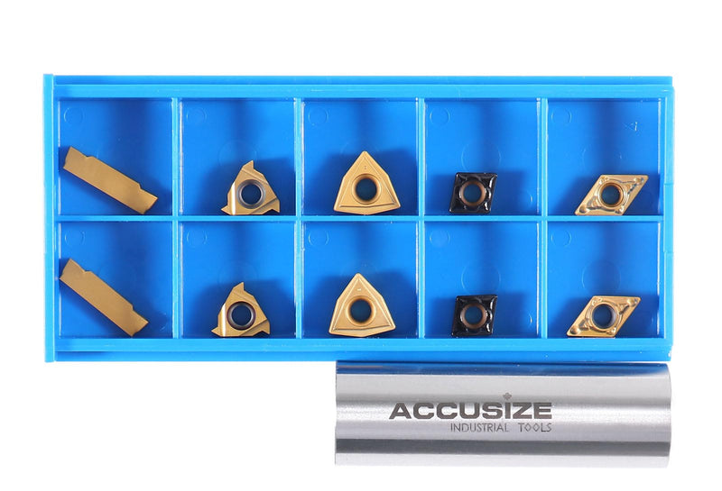 [Australia - AusPower] - Accusize Industrial Tools 2 Pc of Each Kind of Carbide Inserts for 2387-2004, CVD Coated and Tin Coated, Total 10 Pieces, 2387-2004inserts 