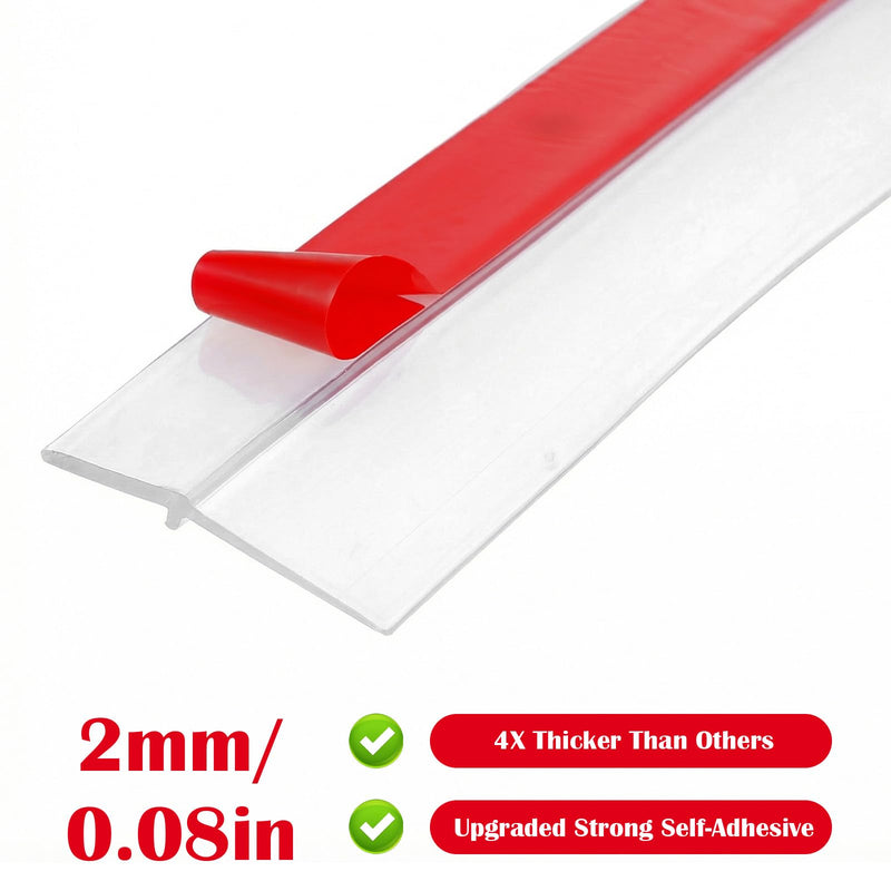 T-Shaped Silicone Weather Stripping for Doors Frame Seal 2 in x 20 ft Self Adhesive Door Draft Stopper Door Seal Strip Side & Bottom Insulation Strip for Glass Shower Doors Sliding Window