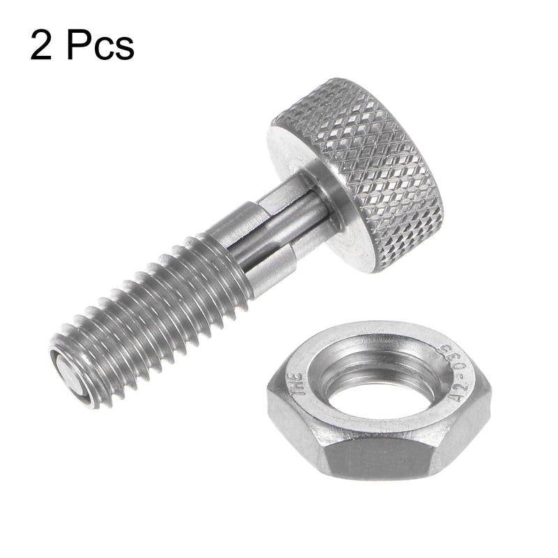 [Australia - AusPower] - 2Pcs Spring Plunger with Knurled Handle M8x1.25 Pin Dia.4mm Retractable Release Pins Stainless Steel Non-Locking Retractable Index Plunger for Industrial Equipment Location Pin 