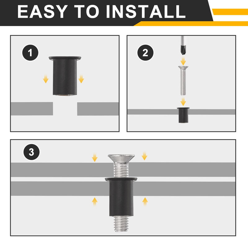 [Australia - AusPower] - uxcell 36 Pairs M4 M5 M6 Neoprene Well Nuts with Stainless Steel Screw, Rubber Well Nuts Kit Brass Copper Bolt, Universal Motorcycle Fasteners for Kayak Boat Windscreen 