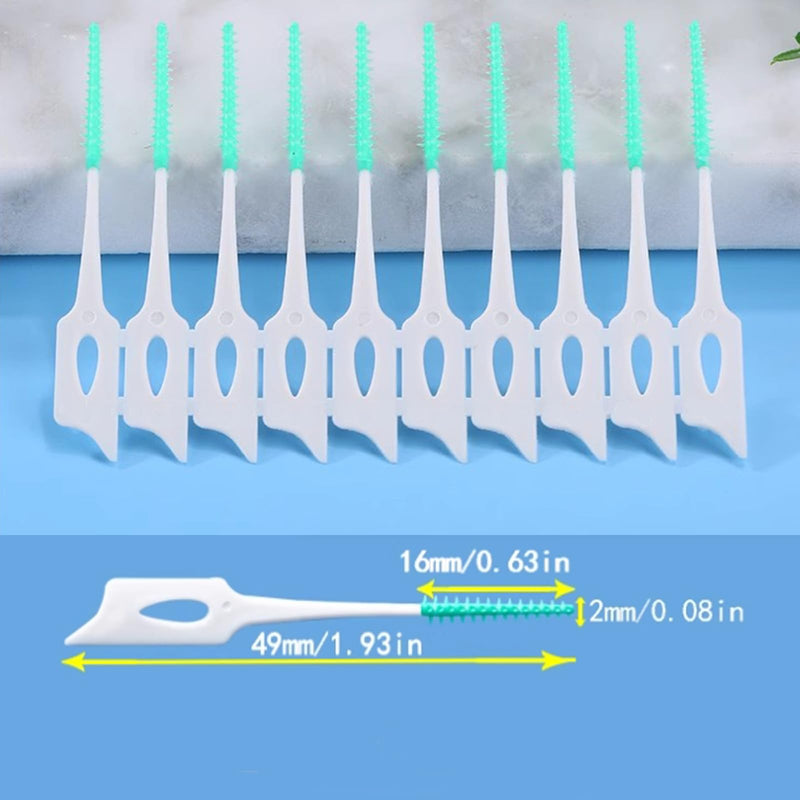 [Australia - AusPower] - 300 Pieces Dual-Use Interdental Brushes Soft Silicone, Disposable Dental Picks,Premium Dental Floss Picks for Effective Teeth Cleaning(200pcs Green+100pcs Blue) 200pcs Green+100pcs Blue 