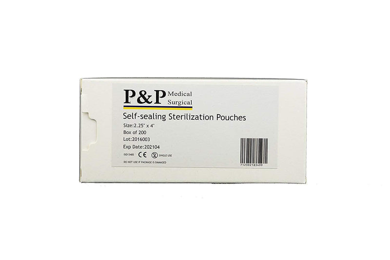 [Australia - AusPower] - Sterilization Pouches 2.25”x4” Self-Sealing Autoclave Bags with Indicators for Professional Surgical Instrument Cleaning by P&P MEDICAL SURGICAL Box of 200 