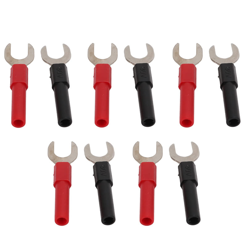 [Australia - AusPower] - Copper Plated Banana U Fork Spade Plug, 10pcs Black, Red 4mm Jack Multimeters Electronic Applications, with Copper Banana Socket, for Testing 