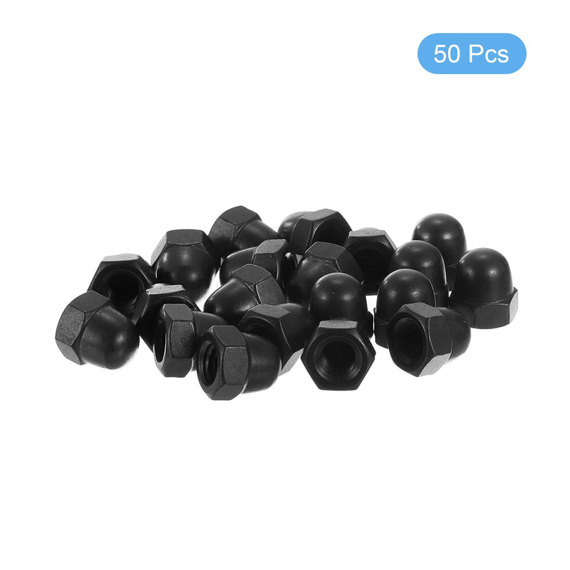 [Australia - AusPower] - uxcell M8x1.25 Acorn Cap Nuts, 50Pcs Carbon Steel Dome Cap Head Acorn Nut Hardware Nuts for Bolt Cover Zinc Plating, Black 50 