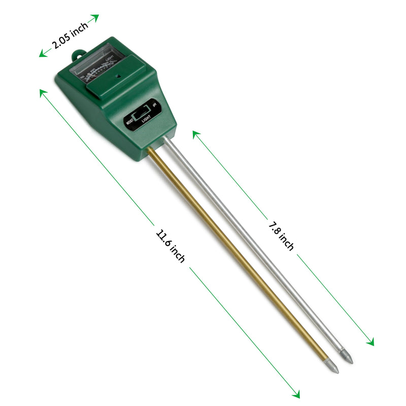 iPower 3-in-1 Plant Moisture/Light/PH Meter, Soil Test Kit for Gardening, Farming, Indoor & Outdoor Use, 3 Pack 3 in 1 Meter, Square