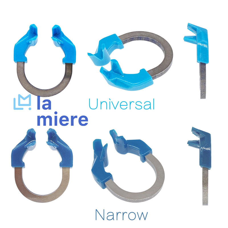 LA MIERE Universal Dental Sectional Matrix Ring Clamp Spring Clip, Autoclavable Nickel Titanium Orthodontic Clamp Rings, Sectional Contoured (R6 Light Blue 1PCS)