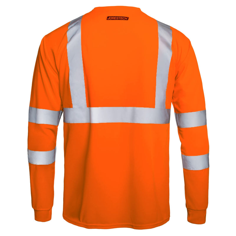 JORESTECH High-Visibility Long Sleeve Safety Shirt, ANSI/ISEA 107 Type R Class 3 Compliant, Reflective Tape, Birdseye Fabric with Chest Pocket Orange 3X-Large