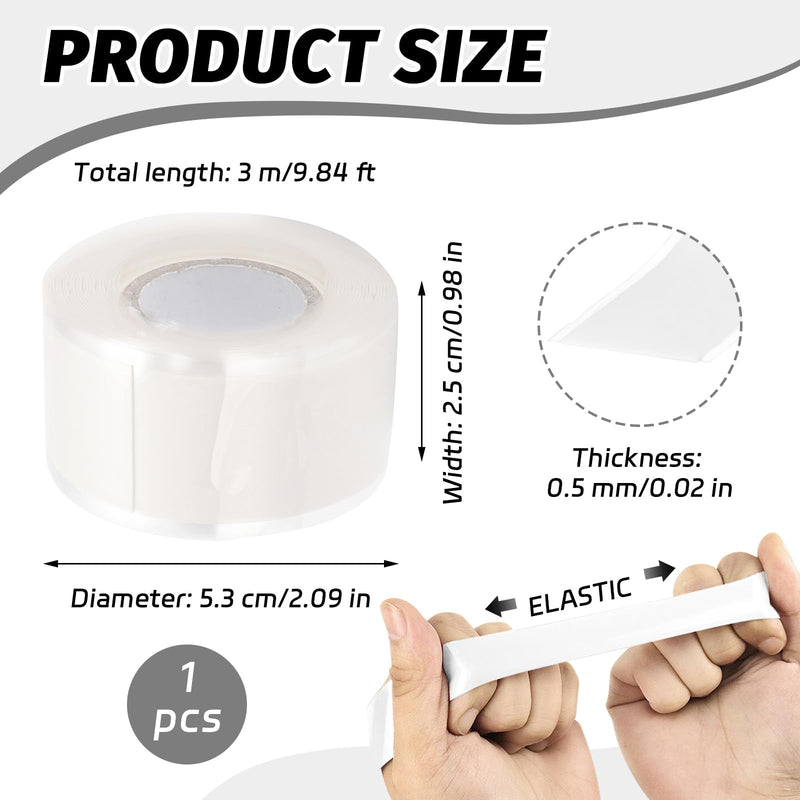 White 9.8 Ft Silicone Grip Tape for Handles, Waterproof Self Fusing Silicone Tape, Water Hose Repair Tape for Pull Up Bars, Dumbbells, Sports Gym Equipment, Tools, Baseball Bat White