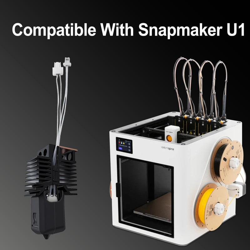2PCS 0.4mm Hotend for Snapmaker U1, Ceramic Fast-Heating Extruder Print Head with Hardened Steel Nozzle, Includes Silicone Sock, Nozzle Brush & Anti-Leak Pad, Replacement U1 3D Printer Parts 2PCS