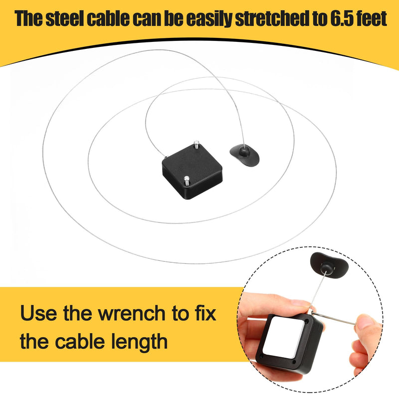 Mimorou 12 Pcs 6.5 ft Retractable Security Cable Lock with Double Sided Adhesive and Screws TV Remote Control Tether Cord Leash Anti Lost Rope Security Lanyard Lock for TV Tablets Showroom