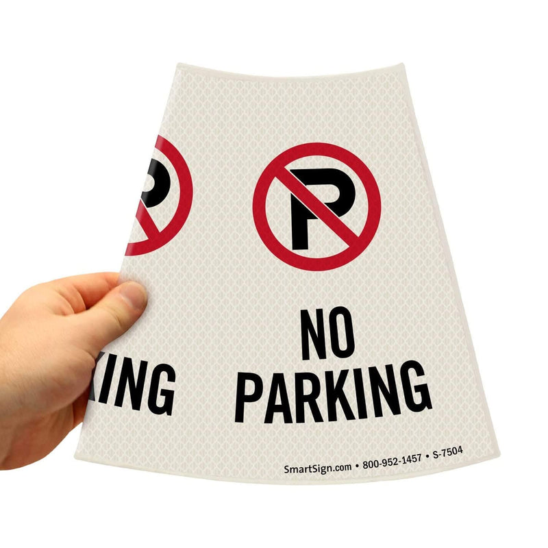 SmartSign 6-Pack "No Parking" Reflective Cone Message Sleeve Collar with Symbol, 360-Degree Visibility, Non-Adhesive Vinyl Signs for Traffic Safety Cones, 3-Side Print [Cone Not Included] Pack of 6 No Parking