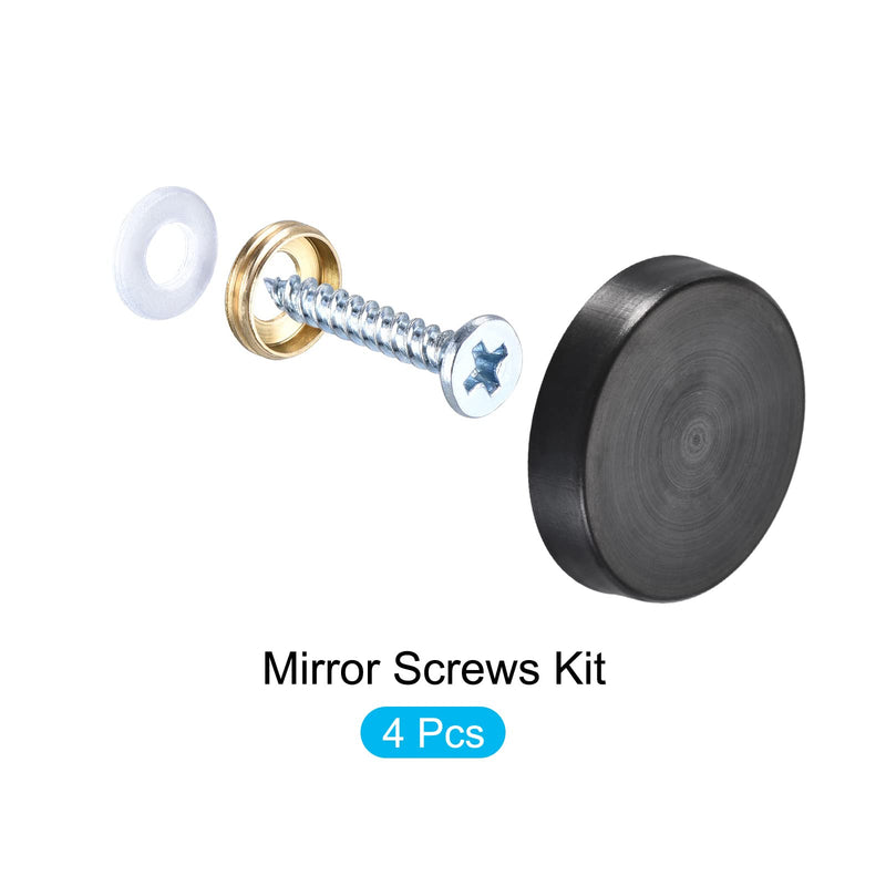 [Australia - AusPower] - Mirror Screws (25mm/0.98") 4Pcs, Decorative Cover Cap Nails Brushed - for Sign Advertising Hardware, Construction, Black 25mm 