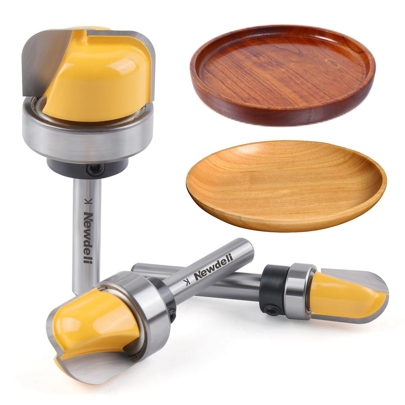 [Australia - AusPower] - Newdeli 3Pcs Bowl and Tray Template Router Bit Set 1/4 Inch Shank Carbide Juice Groove Round Nose Router Bit with Bearing 1/2",3/4",1-1/8" Dish Carving Router Bits Wood Cutter 3Pcs Bowl and Tray Router Bit Set 