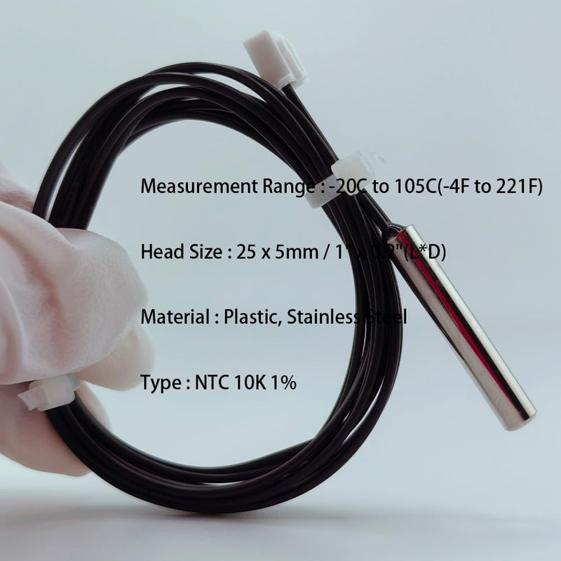[Australia - AusPower] - 5Pcs 10K NTC Thermistor Probe 1 M, 3950 NTC 10K Thermistor Temperature Sensor Probe, Stainless Steel NTC 10K Temp Sensor Probe use for Water Dispenser/Refrigerators/Freezers,etc. 