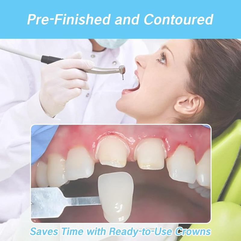 [Australia - AusPower] - 100 Pcs Tooth Caps for Broken Tooth Mixed Sizes Dental Temporary Crown Kit Front Cap Covers for Adults Dental Crowns Temporary Teeth 