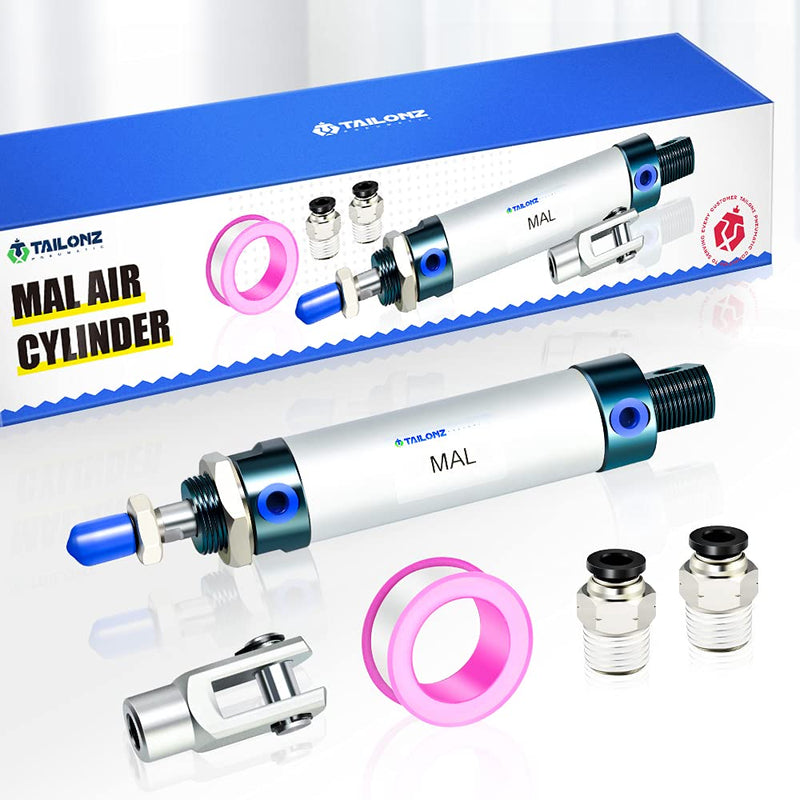 [Australia - AusPower] - TAILONZ PNEUMATIC 25mm Bore 50mm Stroke Air Cylinder Double Action with Y Connector and 2Pcs 6mm Fitting MAL25x50 