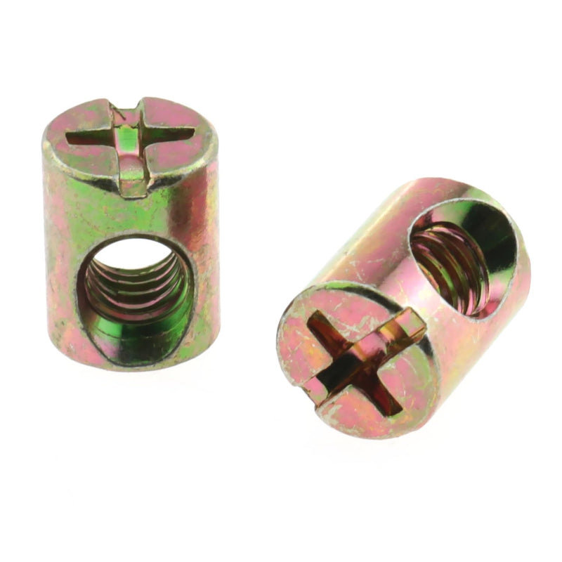 [Australia - AusPower] - E-outstanding 4PCS M6 x 10 x 13mm Slotted Barrel Nuts Cross Dowels Spring Loaded Barrel Nuts Replacement Screws Cross Dowel Barrel Nuts for Furniture Bed Crib and Chairs 