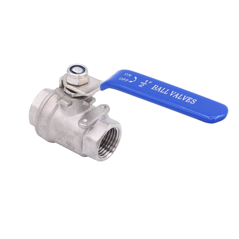 [Australia - AusPower] - DERNORD Ball Valve Stainless Steel 304 1/2" NPT Heavy Duty for Water, Oil, and Gas with Blue Locking Handles (Pack of 2) 1/2 Inch 
