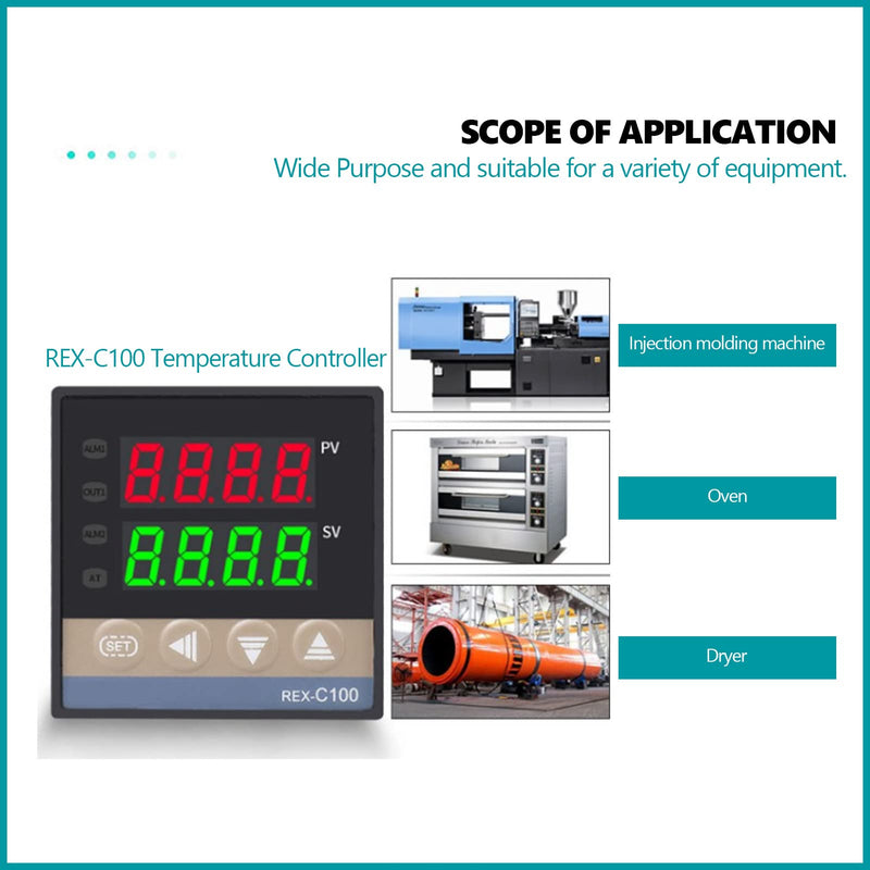 [Australia - AusPower] - REX-C100 PID Temperature Controller Kit with SSR and Thermocouple Digital Thermostat Controller 0‑400℃+ 25A SSR + 1m M6 K Type Thermocouple for Industrial Oven 