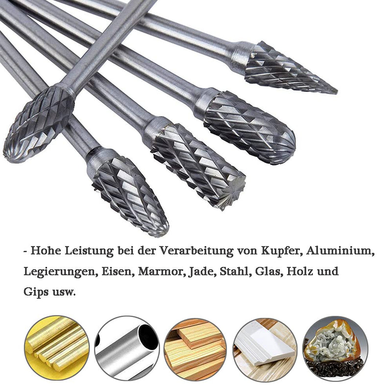 [Australia - AusPower] - Mesee 10 Piece Rotary Burr Set, Tungsten Steel Burr, Rasp Set, Carbide Burr, Woodworking Grinding Head, Rotary Tool Tungsten Steel Grinder for Carving, Engraving, Drilling, 100 mm 