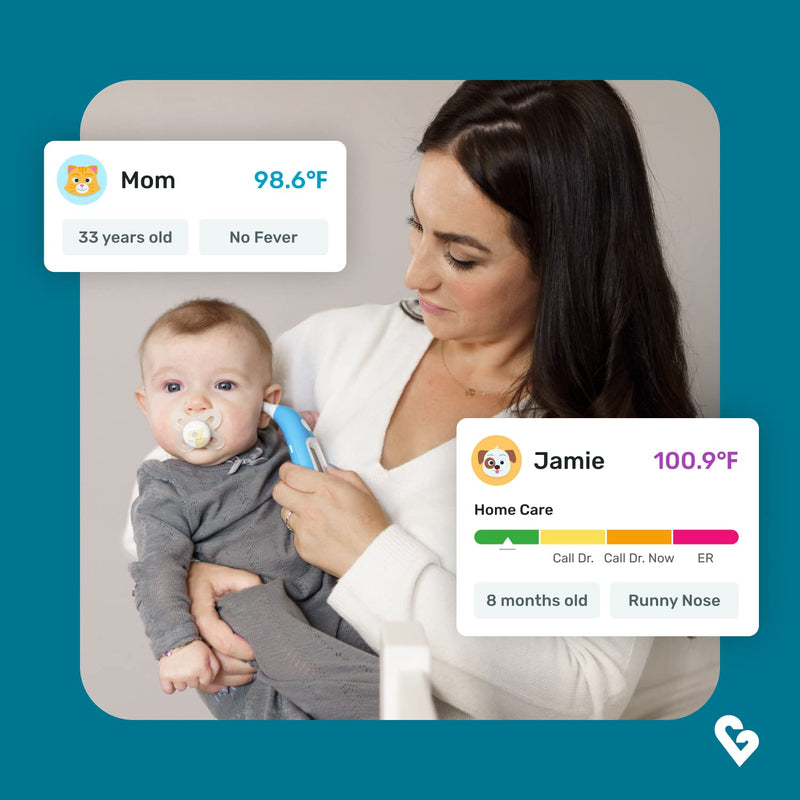 [Australia - AusPower] - Kinsa Smart Ear Thermometer for Fever - Medical Infrared Termometro - FDA Cleared for Body Temperature Readings for All Ages - Connects to a Smartphone App to Track Symptoms and Get Illness Guidance 