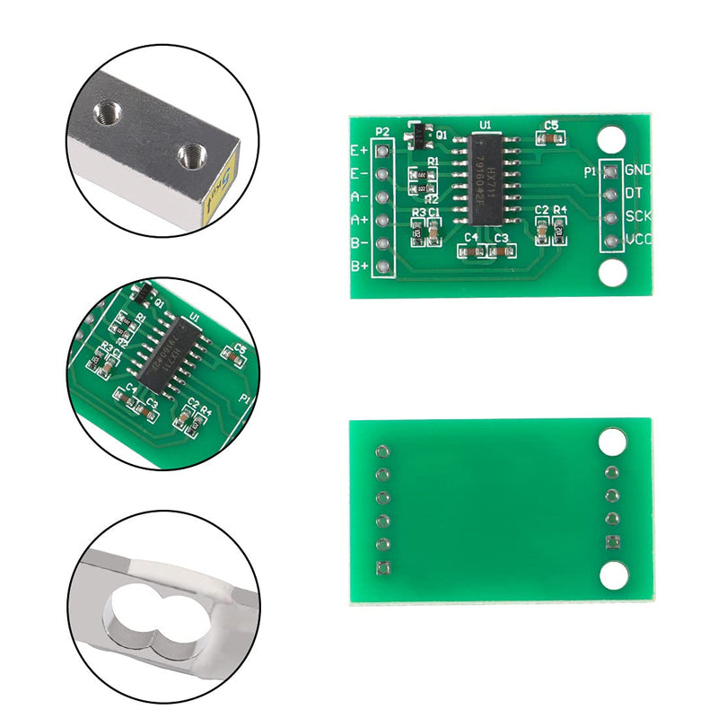 Pack of 2 5 kg Load Cell Weight Sensors Digital Scales Load Cell + 2 Pieces HX711 Load Cell Weight Sensor Module for Arduino Microcontroller DIY (5 kg + HX711) 5 kg + HX711