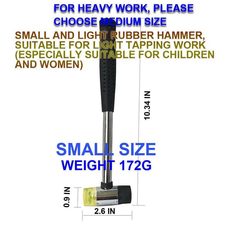 [Australia - AusPower] - Small Rubber Mallet Hammer, Double-Faced Rubber Hammer for Jewelers Kid or women Usage or Light Tapping Work Non-Slip 1 Small Without Replacement Tip 