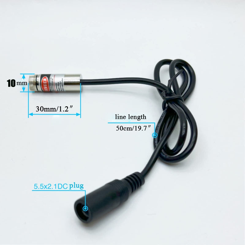 [Australia - AusPower] - 650nm red line laser module industrial laser module adjustable focus line length 19.7″ DC plug diameter 10mm (10mm-line-10pack) 10mm-line-10pack 