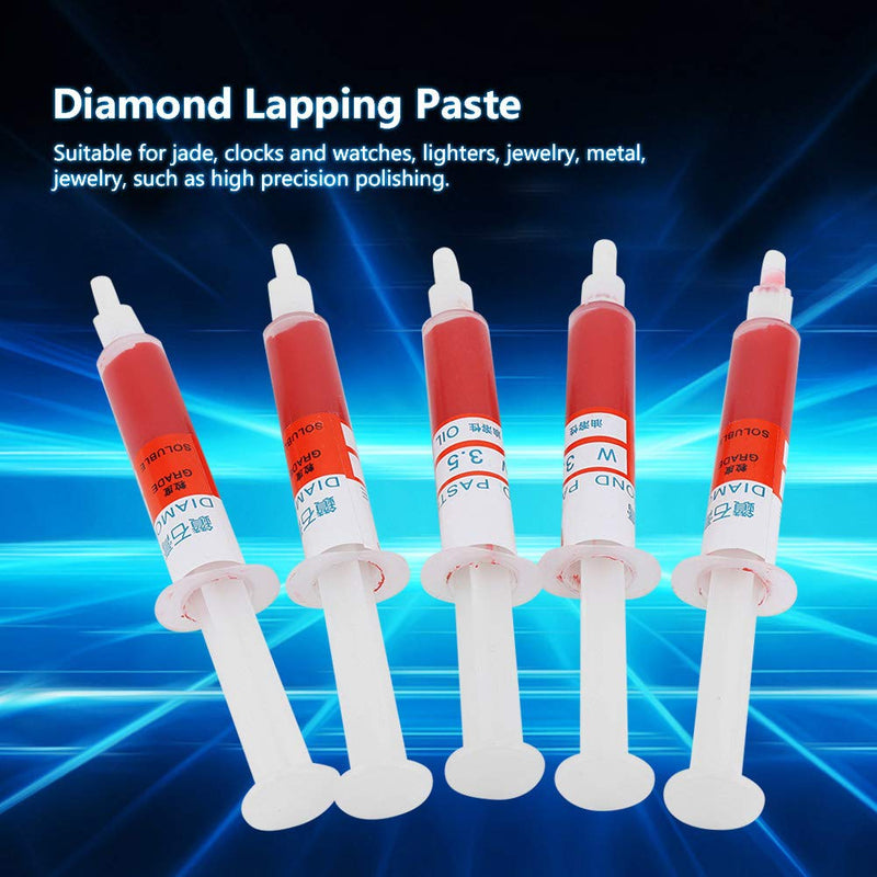 [Australia - AusPower] - Set of 5 Diamond Grinders, Diamond Polishing Paste Metal 8000 Diamond Paste Polishing Paste Lapping Paste Needle Tube W1.0# 8000 (W3.5 (3000 Mesh Fine Polishing)) W3.5 (3000 mesh Feinpolieren) 