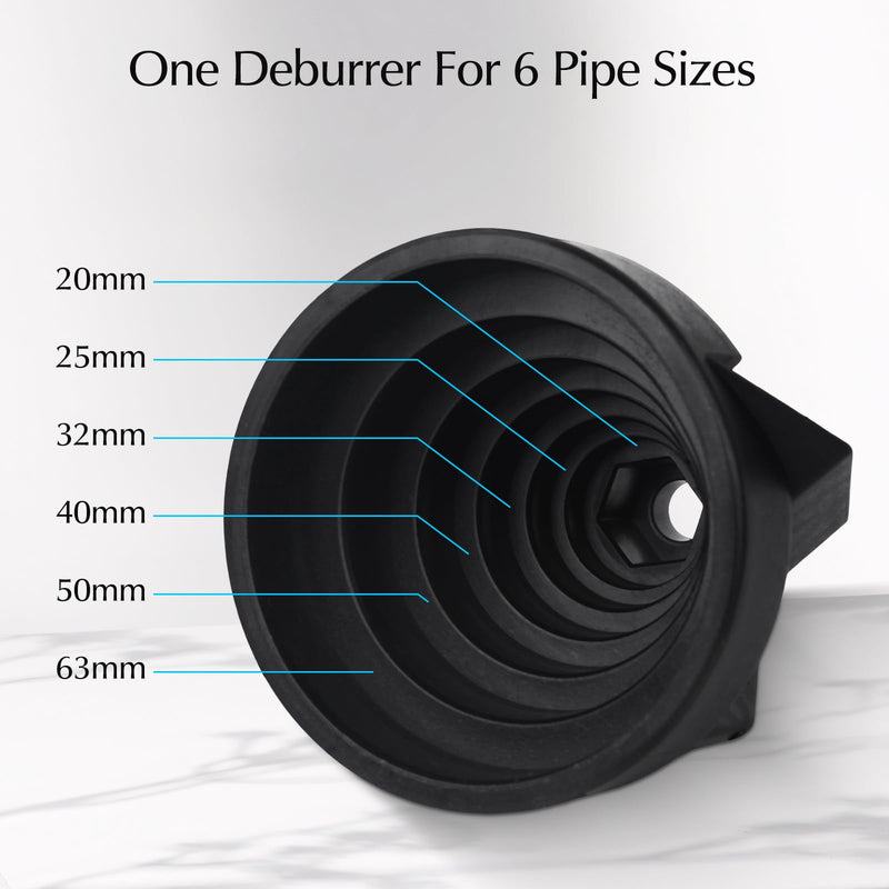 [Australia - AusPower] - LgowithU Plastic Pipe Chamfer Tool, Pipe Deburring Tool for 20, 25, 32, 40, 50, 63 mm Plastic Pipes, Pipe Deburrer, Deburring Tool for PVC, PP, PE Pipes, with Drill Connection for Hand Drill 