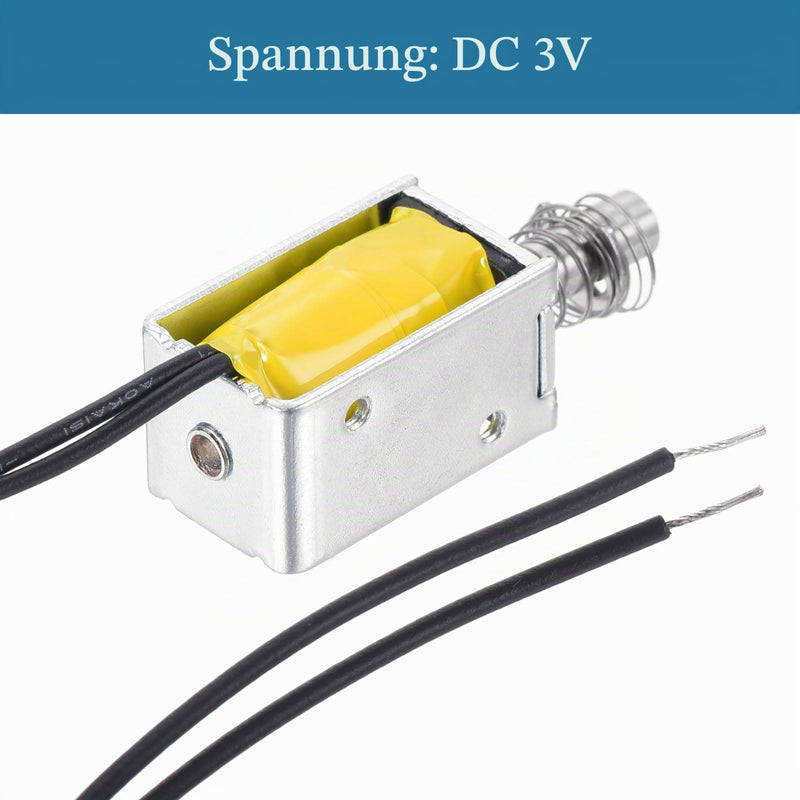 QUARKZMAN Solenoid Electromagnet DC 3V 0.5A Silver Tone Black Pack of 1 | Open Frame Push Pull Type for Vending Machines