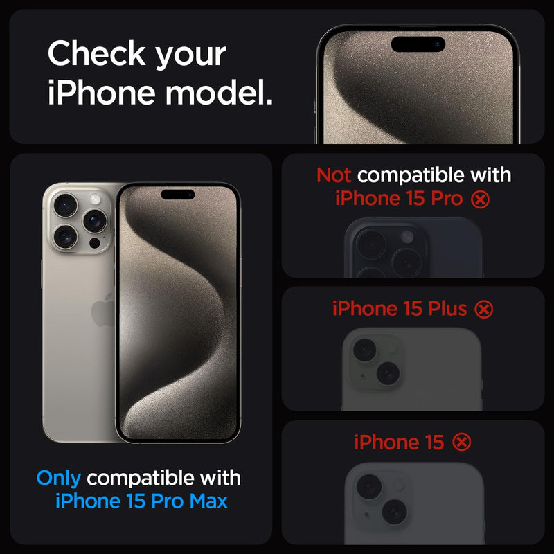 [Australia - AusPower] - Spigen Tempered Glass Screen Protector [GlasTR EZ FIT] designed for iPhone 15 Pro Max [Case Friendly] - 2 Pack 
