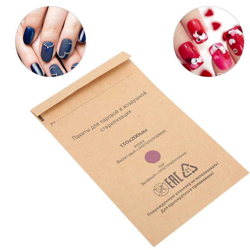 Sonew Pack of 100 Sterilisation Bags, Self-Sealing Sterilisation Autoclave Bags, Disposable Steriliser Bags, Disinfectant Accessories for Cosmetics and Nail Tools